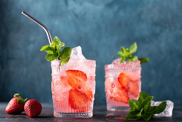 strawberry alcoholic cocktail fresh mint 600nw 1885336798